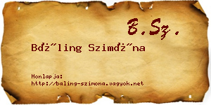 Báling Szimóna névjegykártya